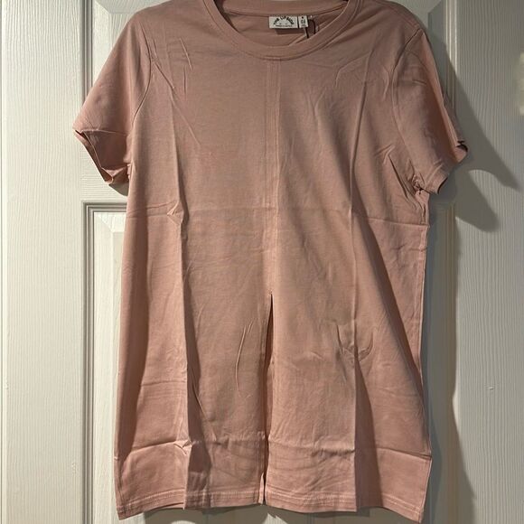 The Upside Women’s Pink Long Split or Tied T-Shirt - Picture 1 of 8